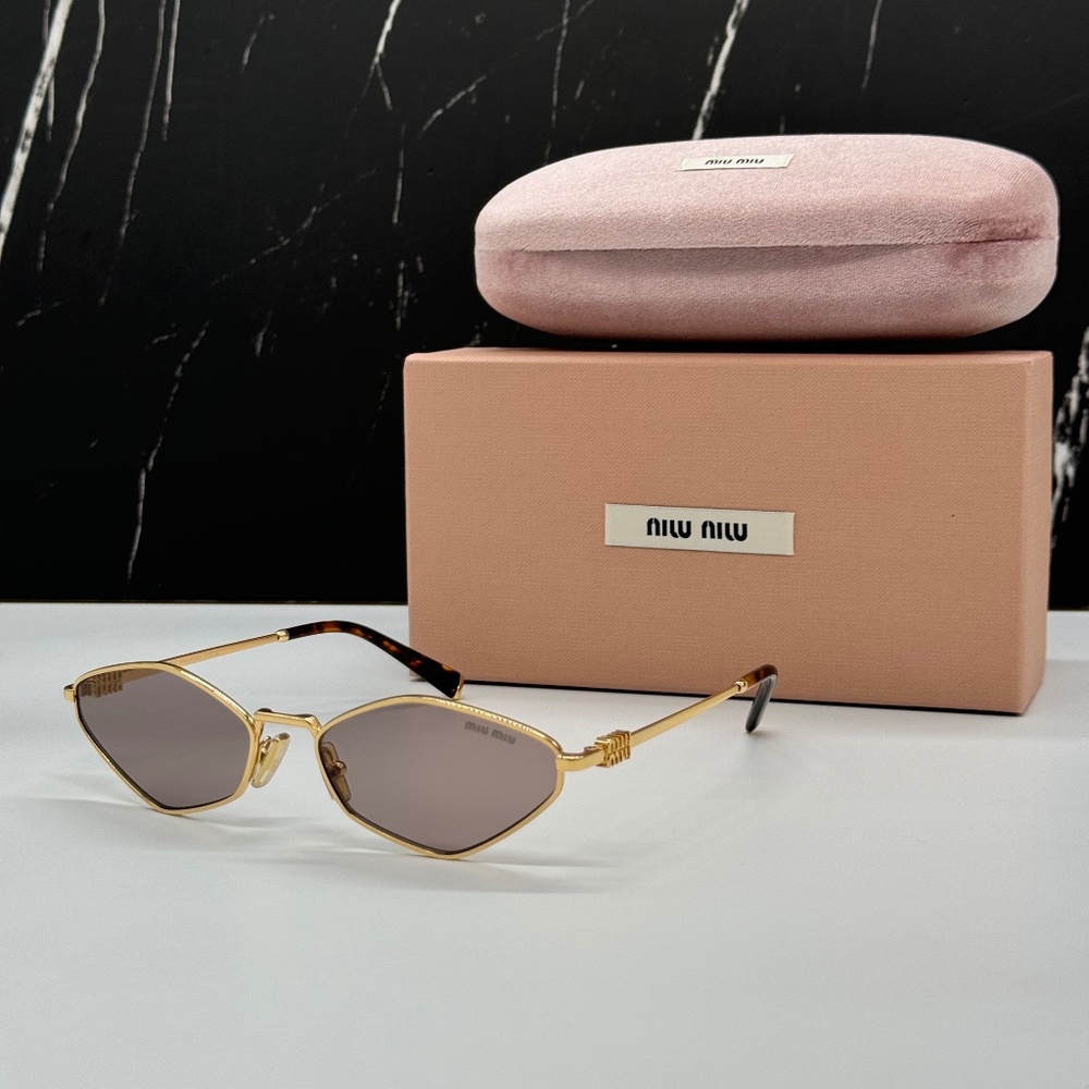 NEW SMU 56Z 5AK20I MIU MIU GOLD BROWN MU56ZS 5AK20I GEOMETRIC WOMEN SUNGLASSES